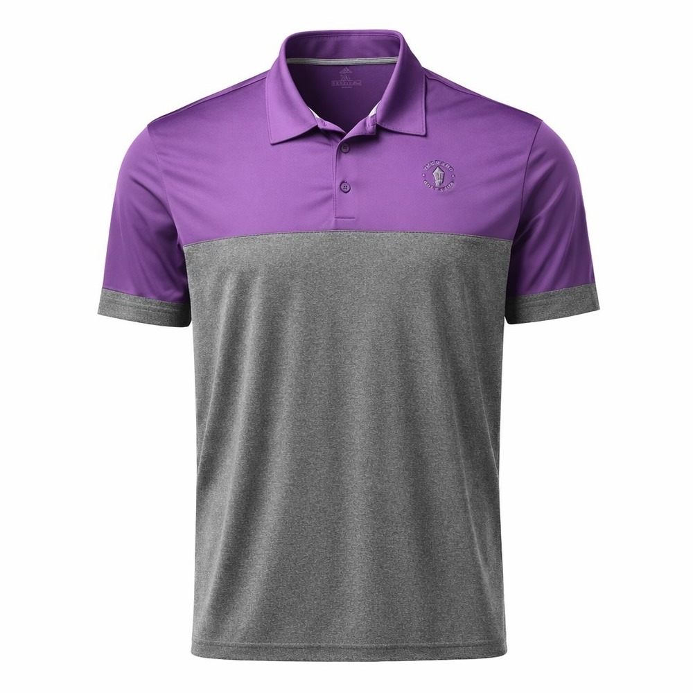 Adidas Verrado Golf Club Polo Shirt Mens 2XL Purple Gray Colorblock Short Sleeve